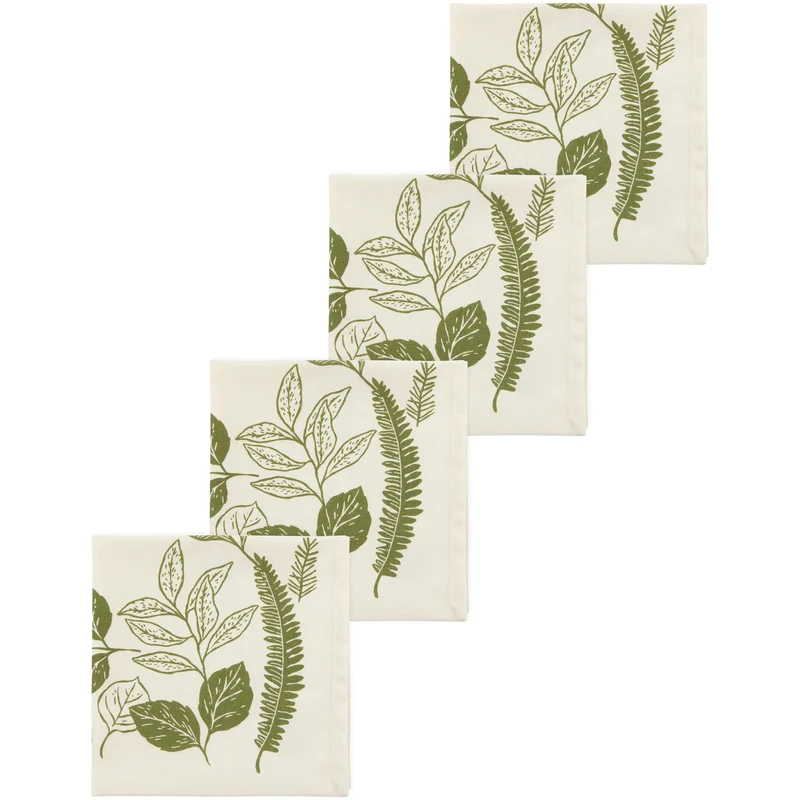 ENS. (4) SERVIETTES DE TABLE FEUILLAGE DANICA