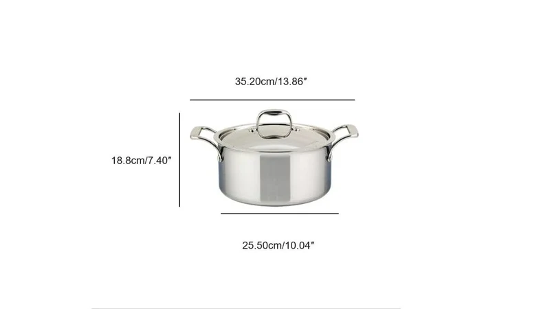 CASSEROLE ACIER INOXYDABLE 3 PLIS, 5 L. & COUVERCLE MEYER