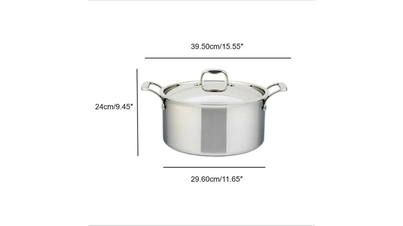 CASSEROLE ACIER INOXYDABLE 3 PLIS, 9 L. & COUVERCLE MEYER