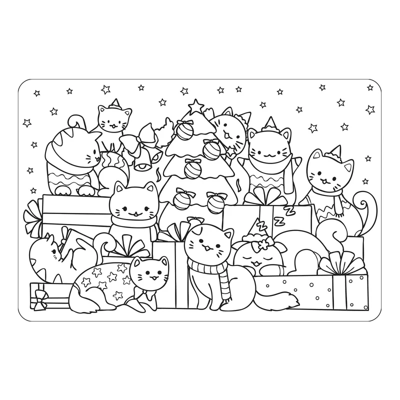 NAPPERON À COLORIER CHATS FESTIFS SAFDIE