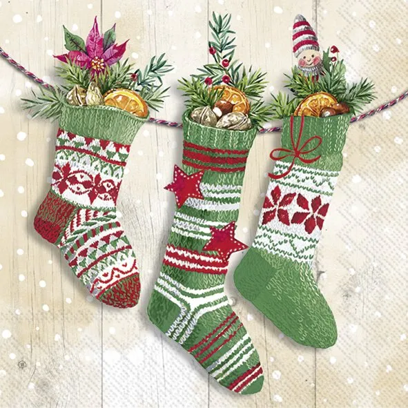 PQT (20) SERVIETTES "3 BAS DE NOËL" CARSIM