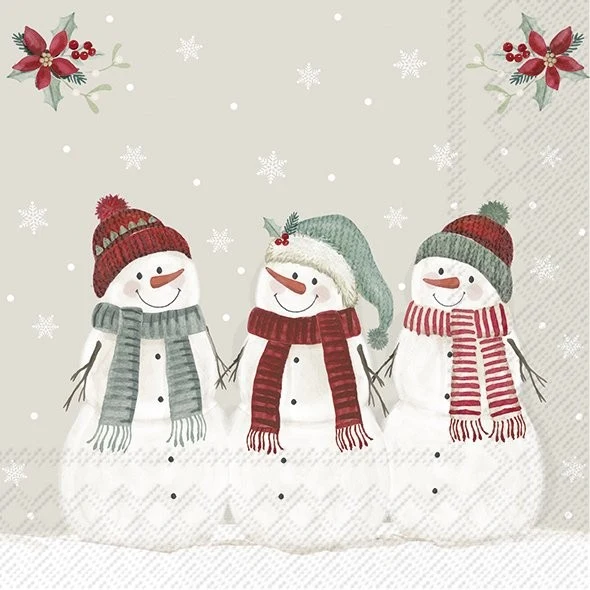 PQT (20) SERVIETTES "3 BONHOMMES DE NEIGE" CARSIM