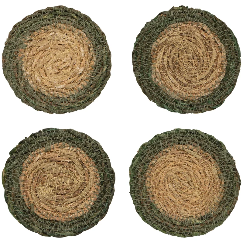 ENS. (4) SOUS-VERRES PAILLE VERTE DANICA