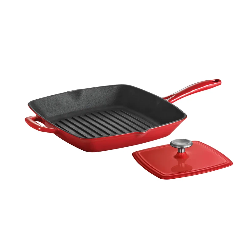 POÊLON STRIÉ CARRÉ 11" & PRESSE ROUGE TRAMONTINA