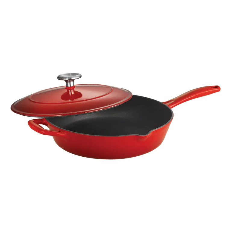 POÊLON 10" FONTE ÉMAILLÉE & COUVERCLE ROUGE TRAMONTINA