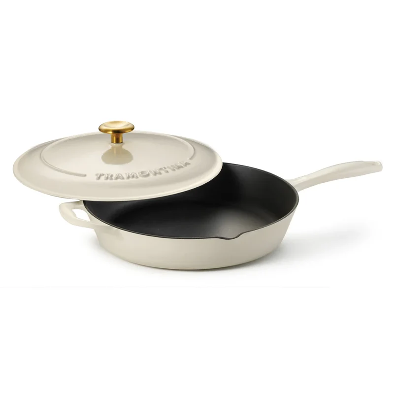 POÊLON 12" FONTE ÉMAILLÉE & COUVERCLE LATTÉ TRAMONTINA