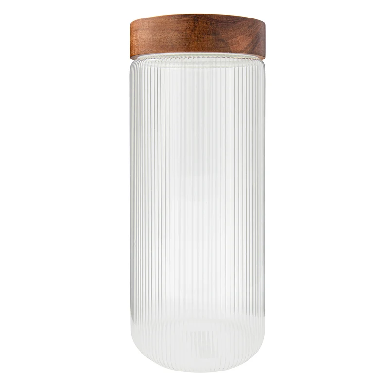JARRE EN VERRE 1.5L & COUV. EN BOIS SAFDIE