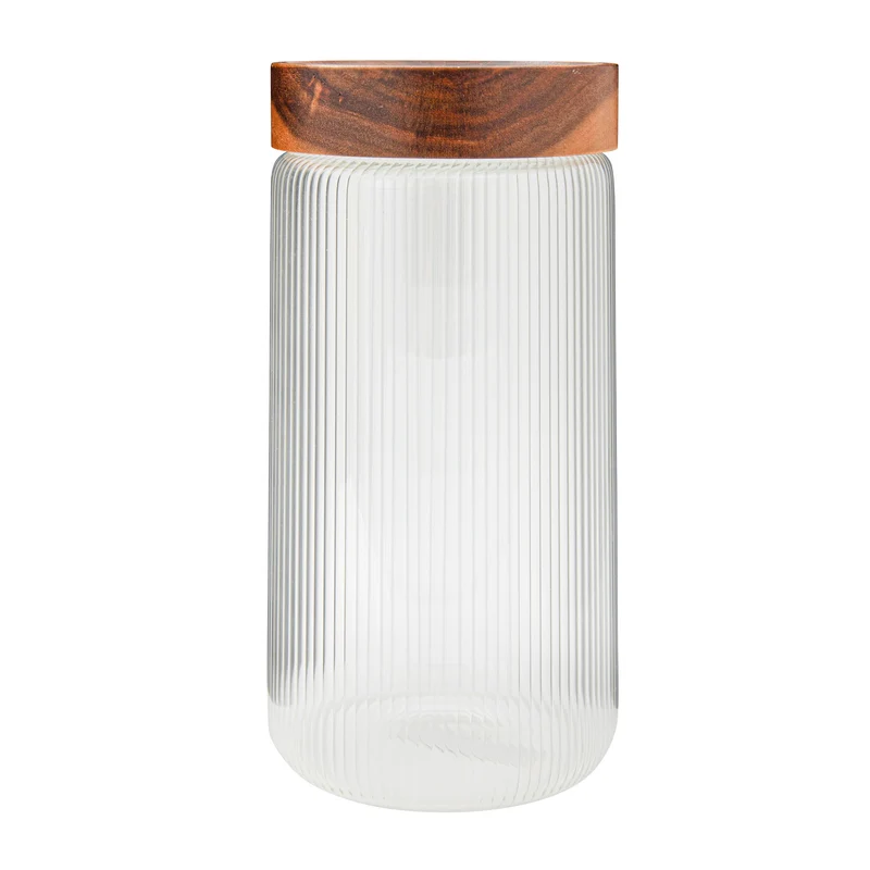 JARRE EN VERRE 1.2L & COUV. EN BOIS SAFDIE