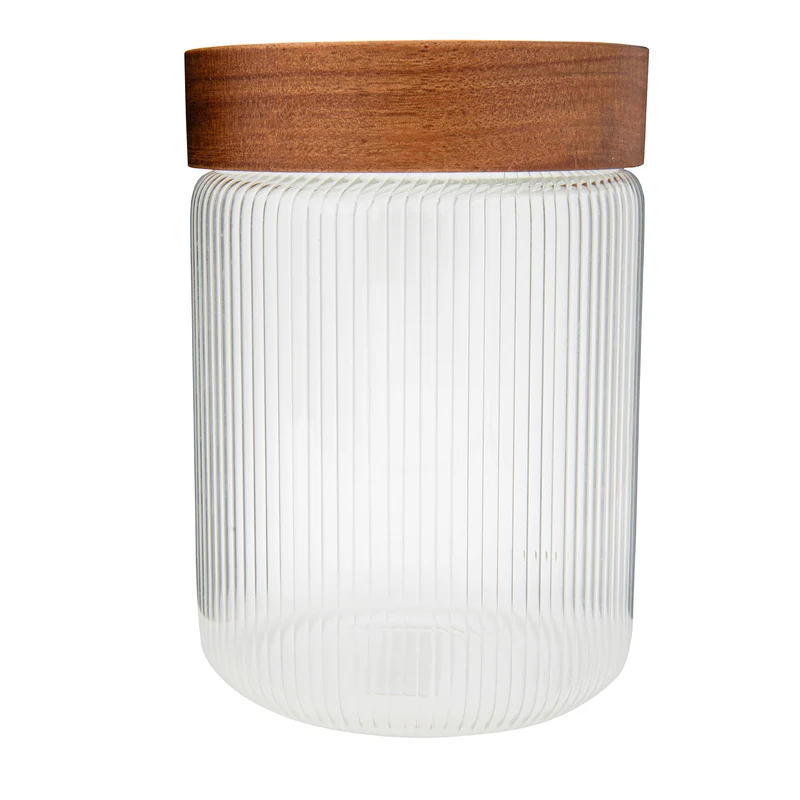 JARRE EN VERRE 700ML. & COUV. EN BOIS SAFDIE