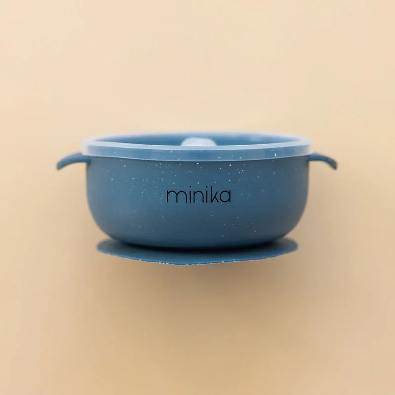 BOL EN SILICONE AVEC COUVERCLE INDIGO MINIKA