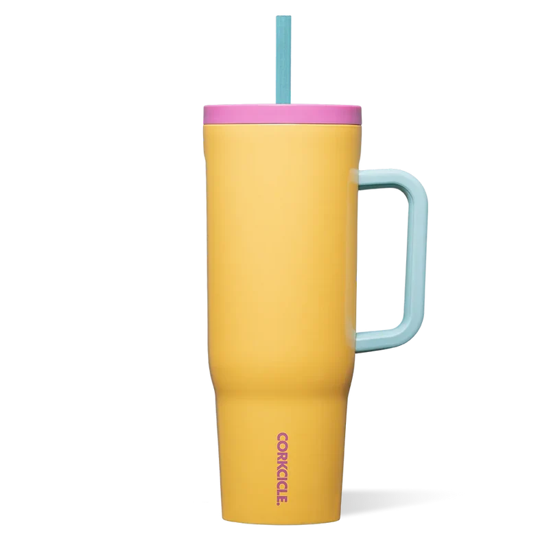 BOUTEILLE D'EAU AVEC PAILLE 40 OZ. JAUNE CORKCICLE