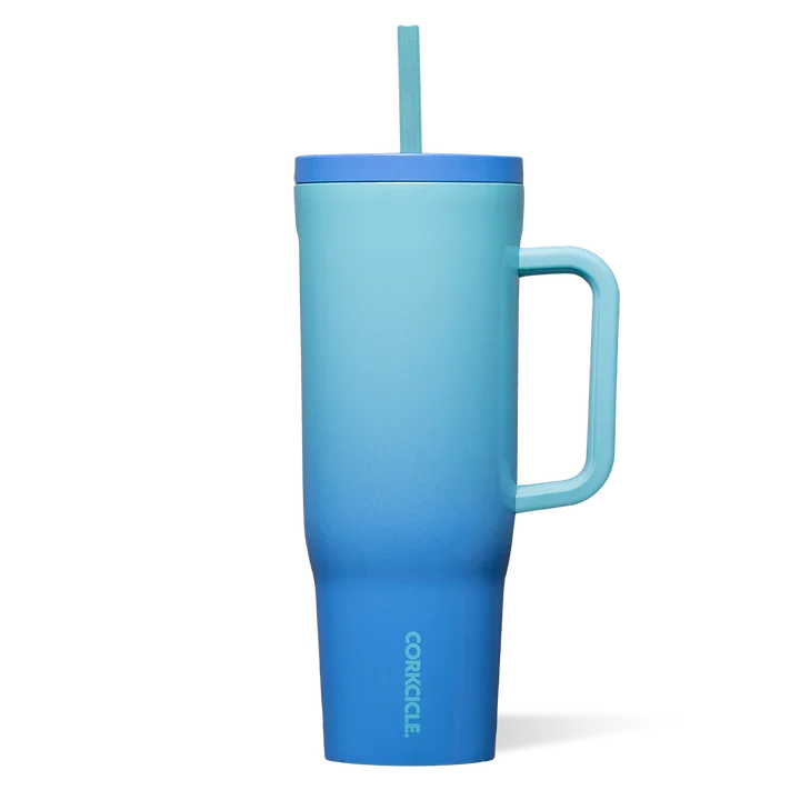 BOUTEILLE D'EAU AVEC PAILLE 40 OZ. BLEUE CORKCICLE