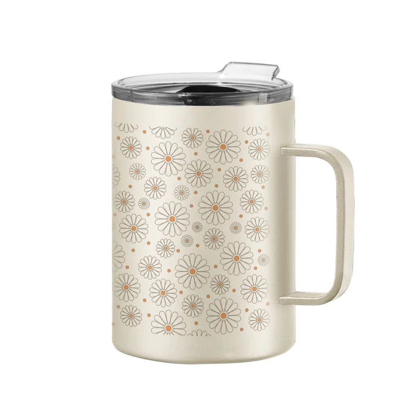 TASSE ISOLÉE 14 OZ. CRÈME MOTIFS MARGUERITES DANESCO
