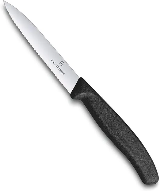 COUTEAU DENTELÉ 4" NOIR VICTORINOX