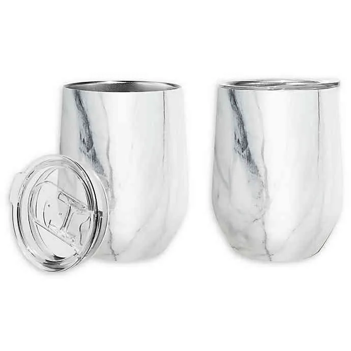 ENS 2 VERRES À VIN MARBRE & COUVERCLE FOX RUN