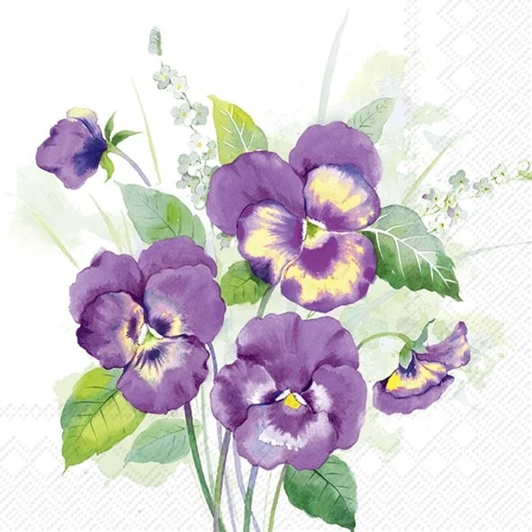 PQT (20) SERVIETTES "BOUQUET DE PENSÉES" CARSIM