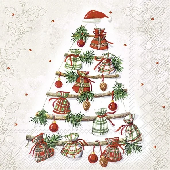 PQT (20) SERVIETTES "ARBRE AVEC CADEAUX" CARSIM