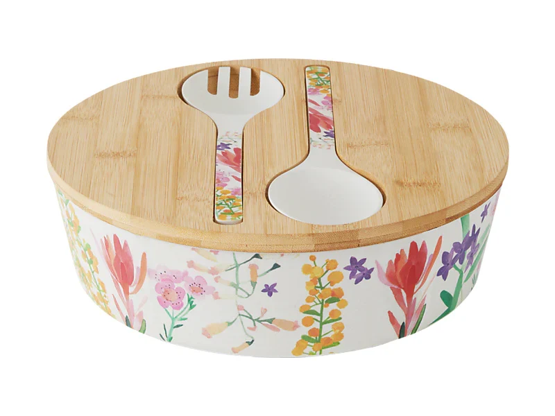 SALADIER 25 CM. & COUVERCLE BAMBOU & USTENS. MAXWELL WILLIAM