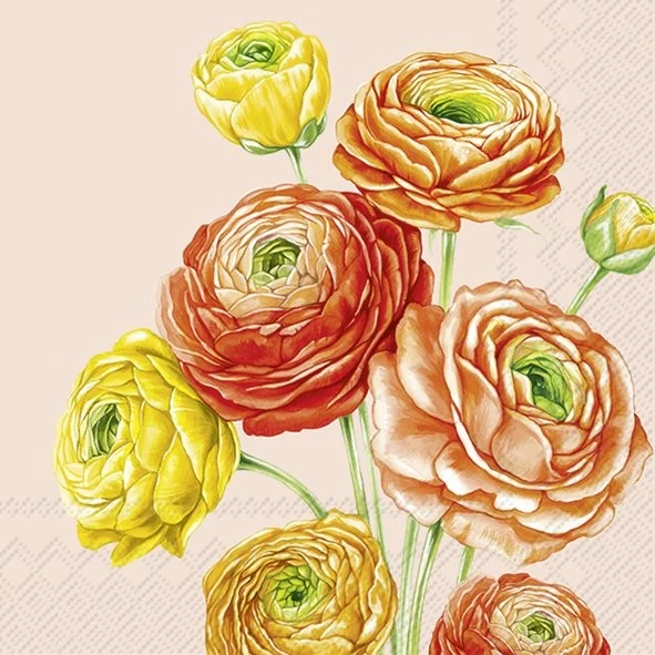PQT (20) SERVIETTES "ROSES ORANGES" CARSIM