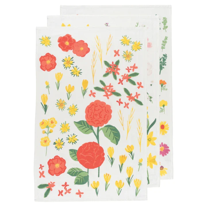 LINGES À VAISSELLE FLEURS (PQT 3) DANICA