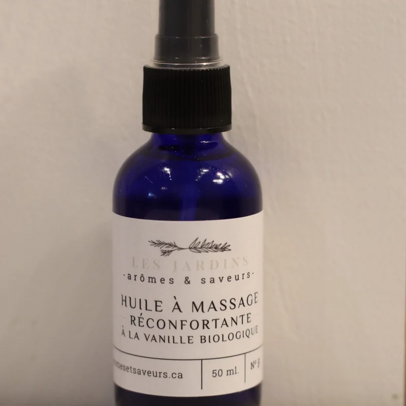 HUILE DE MASSAGE VANILLE ET LAVANDE JARDINS ARÔMES ET SAVEUR