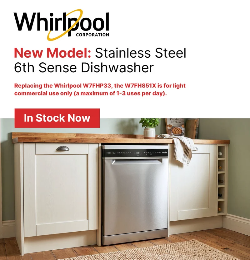 Whirlpool W7FHS51X 6th Sense Stainless Steel Dishwasher - B Rated