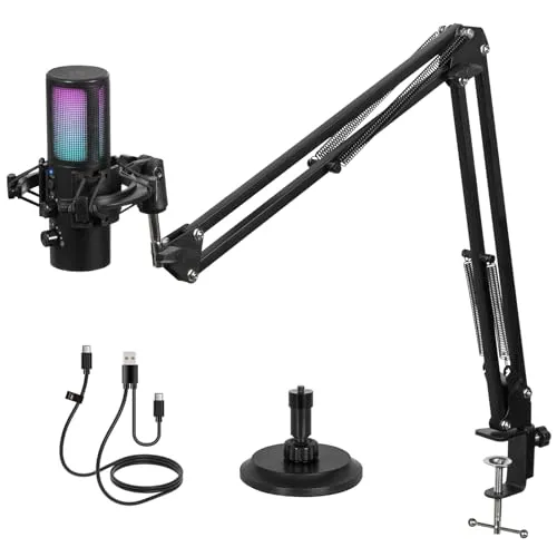 Kit De Microphone De Jeu USB, RGB, Bouton Muet