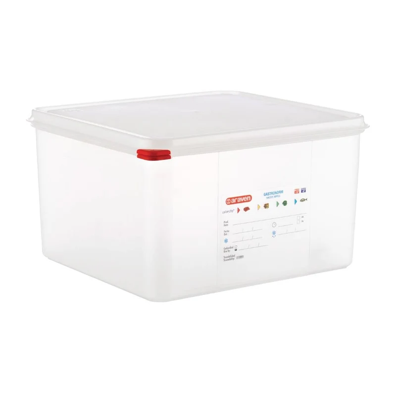 Araven Polypropylene 2/3 Gastronorm Food Storage Container 19Ltr (Pack of 4)