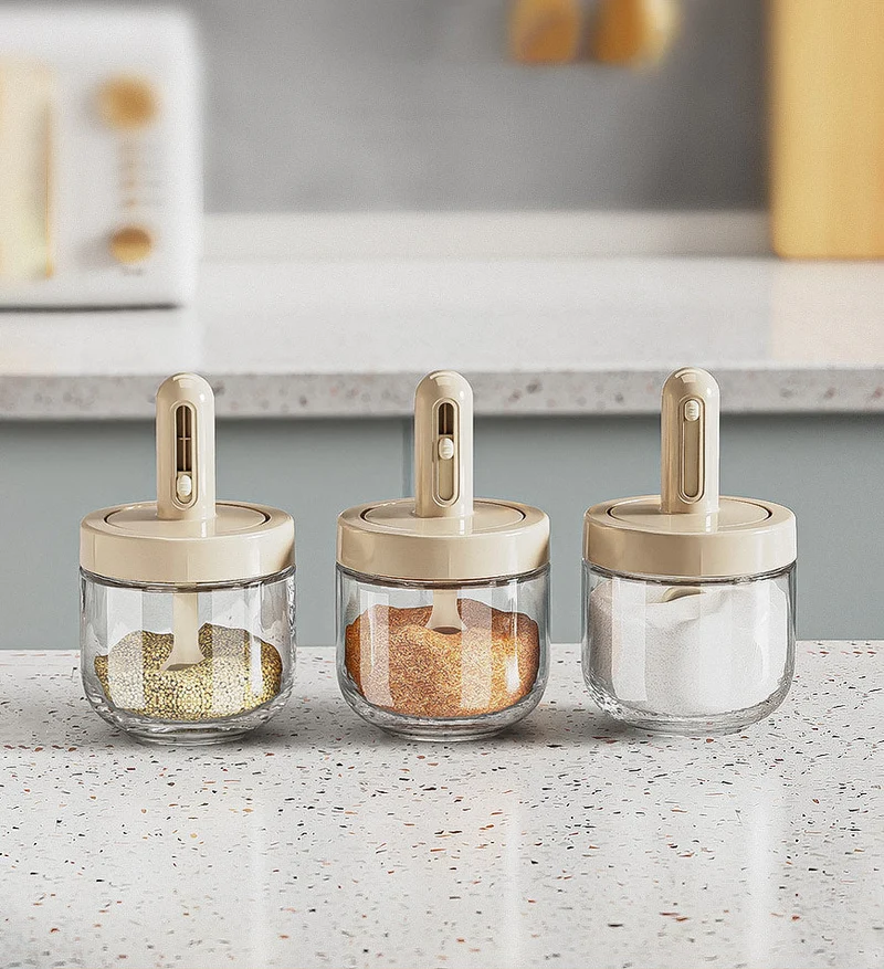 Joybos® Glass Seasoning Jar avec Cuillère F123