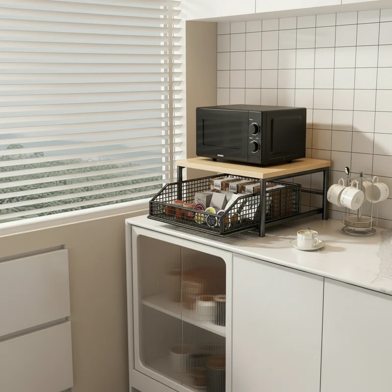 ETAGERE POUR MICRO ONDE | BOIS MASSIF TIROIR
