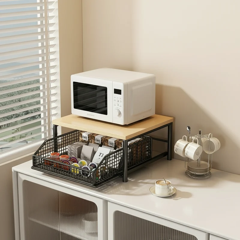ETAGERE POUR MICRO ONDE | BOIS MASSIF TIROIR