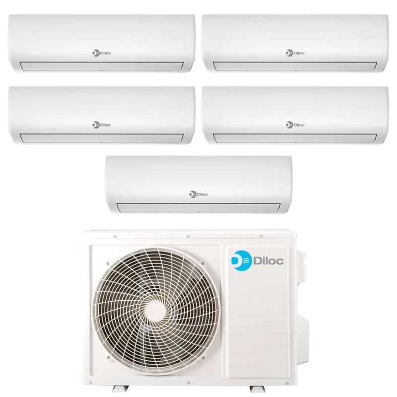 Climatiseur penta-split Diloc Ionio 9+9+9+9+18 avec D.FREEDOM500 R-32 Wi-Fi intégré