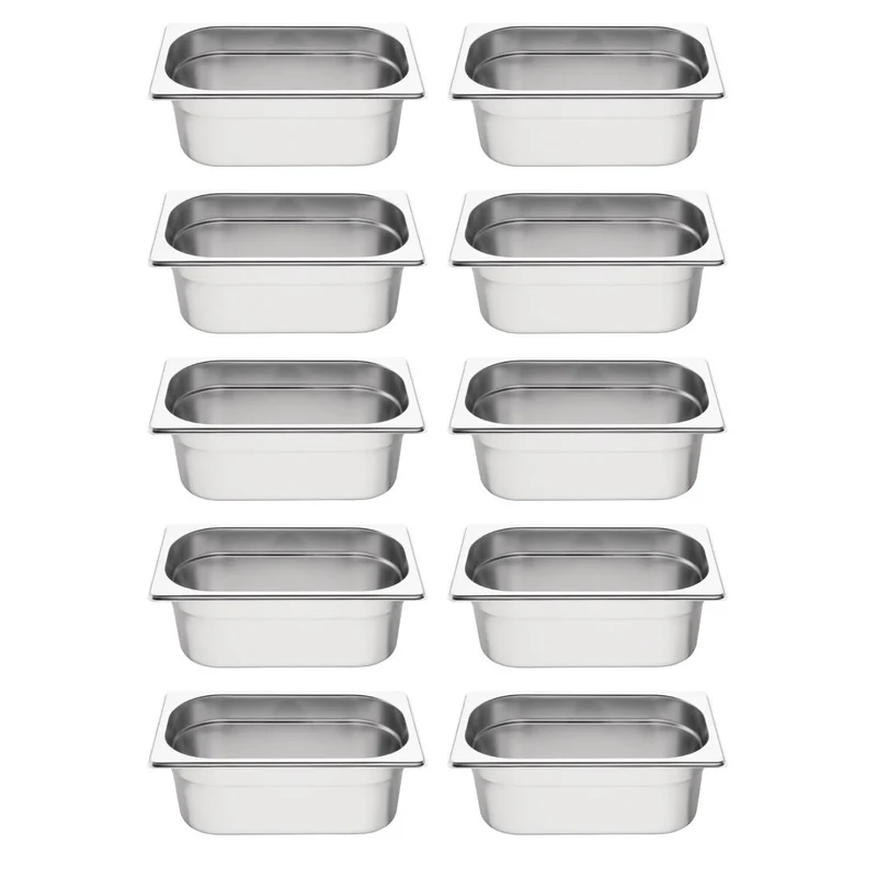 Vogue Stainless Steel Gastronorm Container Kit 1/4 (Pack of 10)