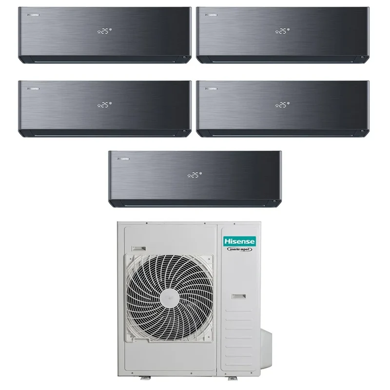 Climatiseur penta-split inverter Hisense ENERGY PRO X BLACK 9+9+9+9+9 Penta avec Wi-Fi intégré 5AMW125U4RTA R-32