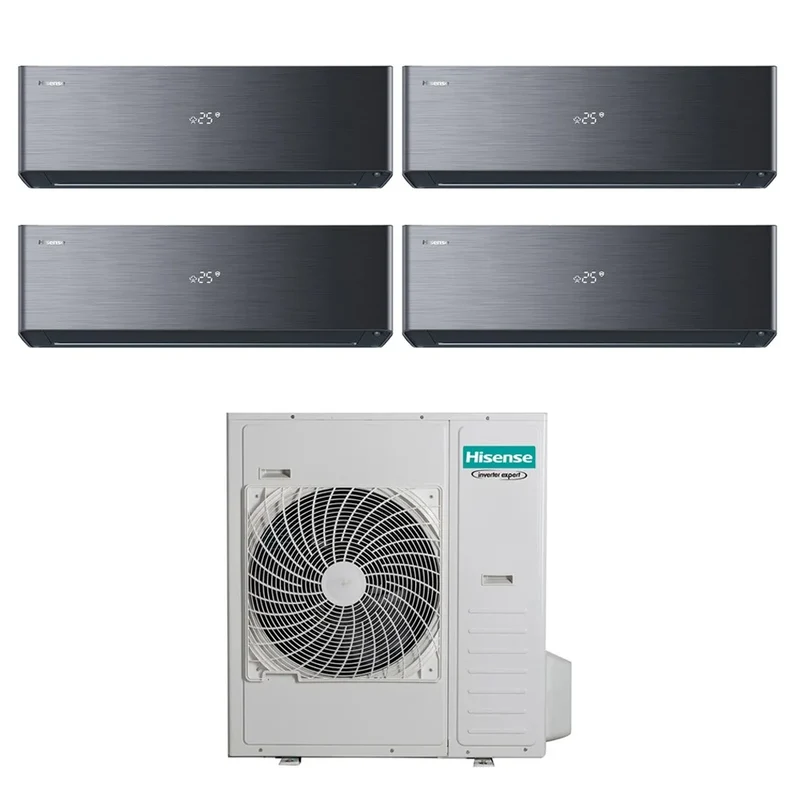 Climatiseur Hisense Quadri Split Inverter ENERGY PRO X NOIR 9+9+9+12 avec 5AMW105U4RQC R-32 et Wi-Fi intégré