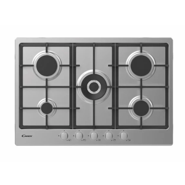 Plaque de cuisson à gaz 5 brûleurs Candy CHG74WX (L74,5 x P51) en acier inoxydable
