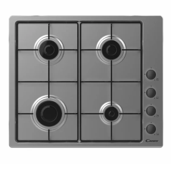 Plaque de cuisson à gaz 4 brûleurs Candy CHW6LBX (L59,5 x P51) en acier inoxydable